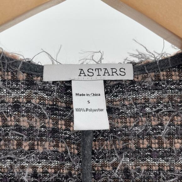 ASTARS Cupcakes Cardigan Blush Pink Gray Stripe Eyelash Pockets Long Size Small - Picture 8 of 14